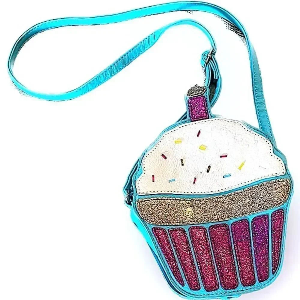 🌴 Cupcake Crossbody Purse – Pink Glitter Frosting